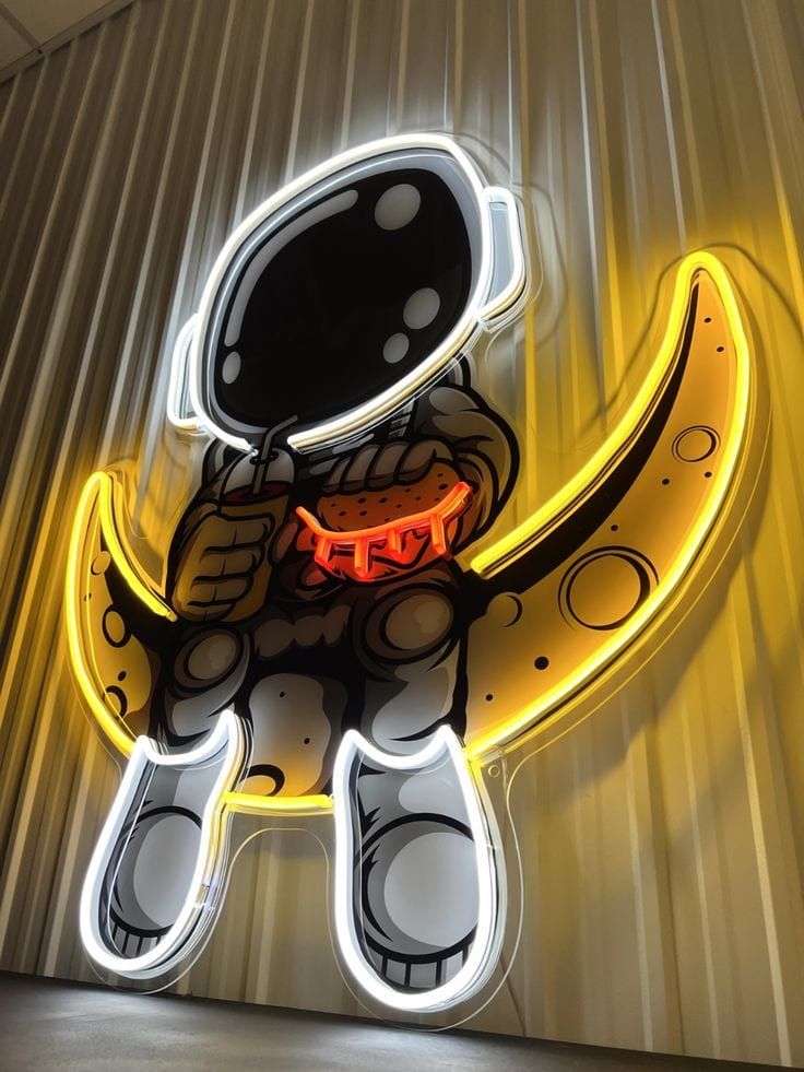 Ay üzərində astronavt neon fiquru